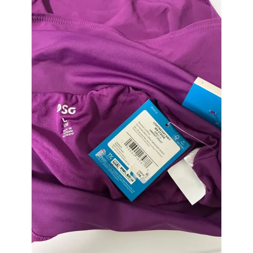 NWT DSG Girls Vibrant Violet Lightweight Knit Waistband Stride Shorts Size Large